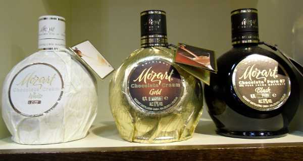 Picture of three bottles of 'Mozart' liqueurs