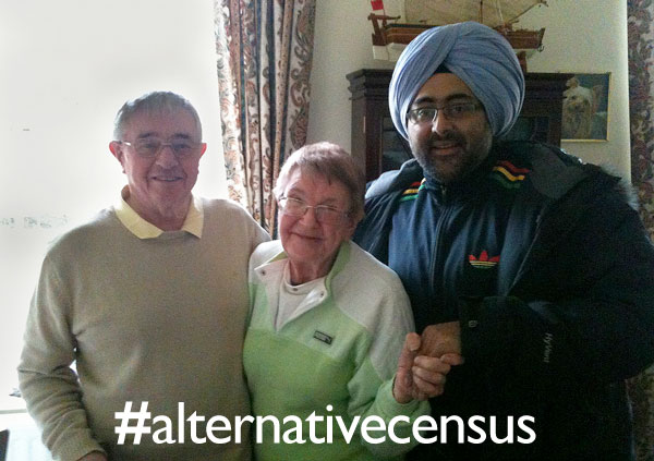 Hardeep Singh Kohli with Barbara and Derek Brown in BBC Radio 4's Alternative Census.