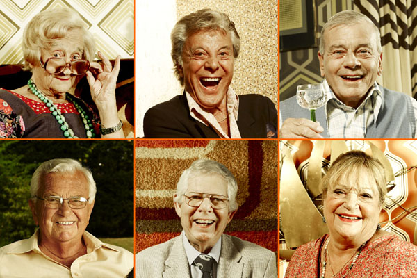 The celebrities: clockwise from top: Liz Smith, Lionel Blair, Dickie Bird, Sylvia Syms, Derek Jameson, Kenneth Kendell