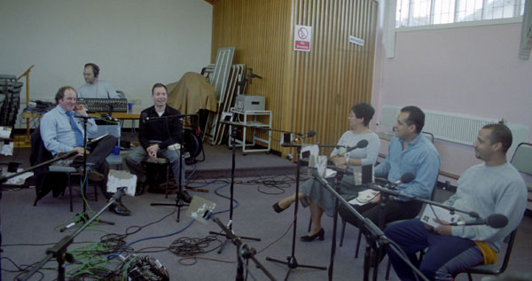 Tony Parsons and James Naughtie recording Bookclub for BBC Radio 4 in prison
