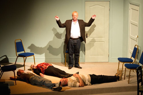 Image from the performance of 'Be Our Guest' written by Pippa Evans at the Salford Sitcom Showcase.