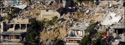 Fallen hillsides in Haiti