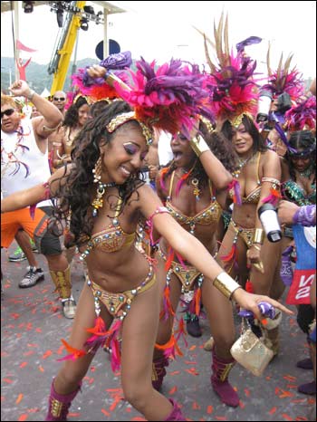 women in costume dancing