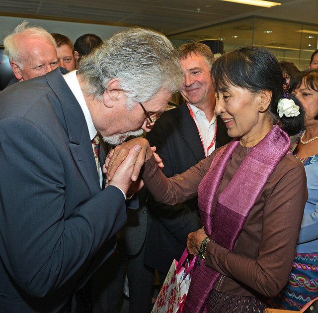 Aung San Suu Kyi meets Dave Lee Travis