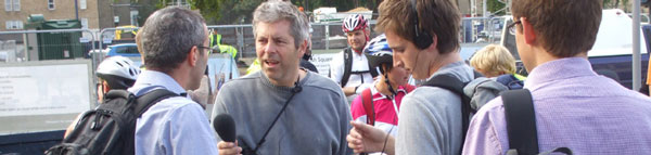 Justin Webb interviews bikers