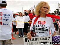 protestors on US side of Mexican/ US border