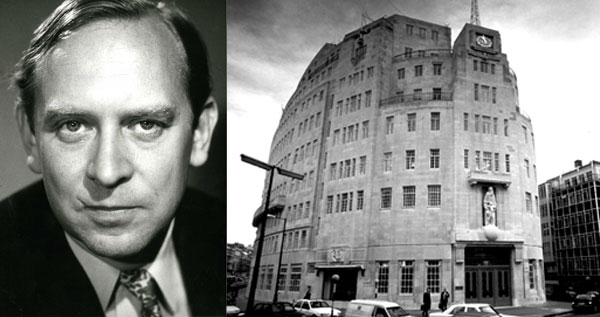 Tony Whitby, Controller of BBC Radio 4 in 1970 when You & Yours was launched. Pictured with Broadcasting House, Radio 4's home.