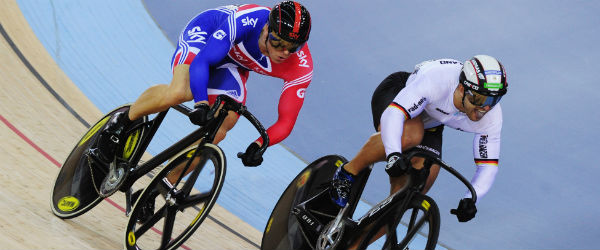 Sir Chris Hoy on the track at the velodrome