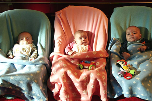 Three babies, from the Creation episode of Inside The Human Body