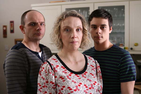 Jack Deam as Lee, Naomi Radcliffe as Kirsty and Adam Long as Sam in Moving On: Letting Go