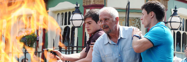 Eddie, Tyler and Anthony battle a fire on the Square