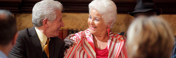 Pat and Norman enjoy a drink in the Vic