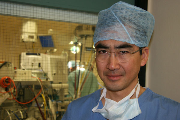 Cardiologst Dr Victor Tsang outside the operating theatre