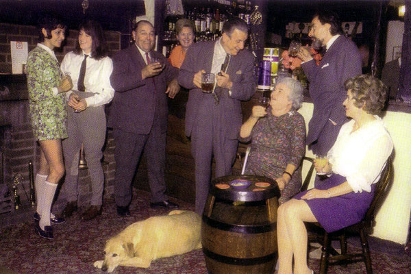 Archer family and friends in The Bull, 1970s