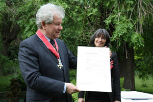 Jiří Belohlávek receives his honorary CBE from H.E. Sian MacLeod, UK Ambassador to the Czech Republic