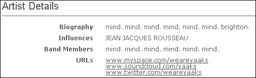 Yaaks profile information