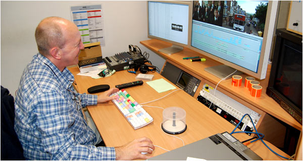 A Symphony for Yorkshire film being edited in an edit suite