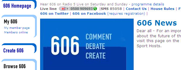 Screenshot from 606 web site