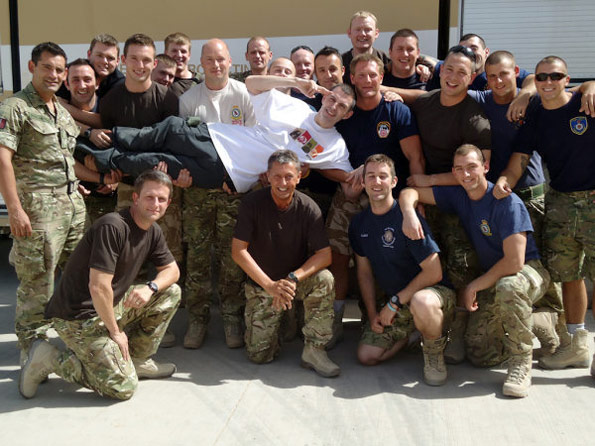 Westwood with the Fire and Rescue team at Camp Bastion