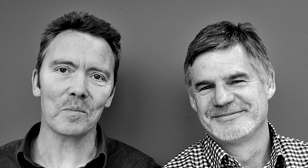 Bill Whiteford and John Beattie photographed halfway through their Movember challenge