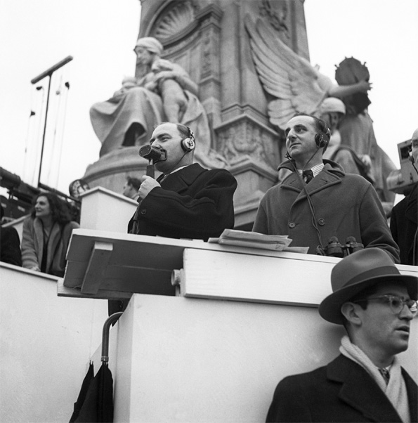 Frank Gillard and Brian Johnston at the wedding of HM Princess Elizabeth to the Duke of Edinburgh