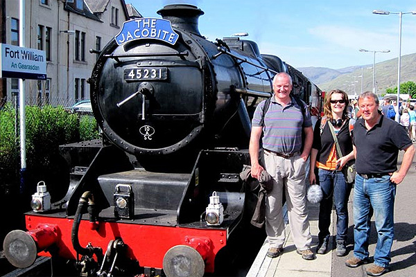 Mark, Helen and Euan with The Jacobite Steam Train