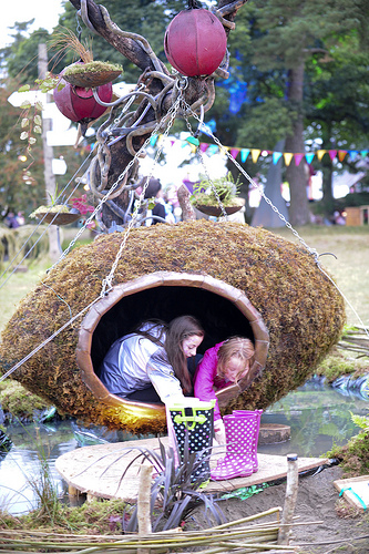 Punters relaxing in one of the hanging pods at Electric Picnic
