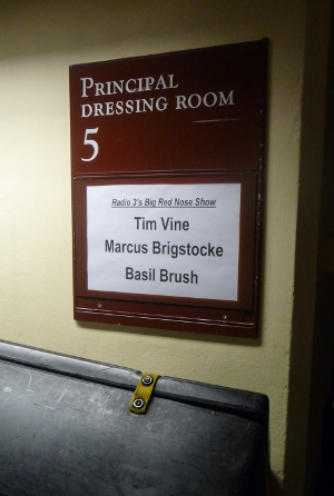 Photo of Radio 3 Big Red Nose Show Dressing Room. Photo: Graeme Kay/BBC