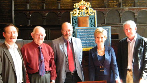 (Actor) John Shedden, Rev Sinclair Horne (Honorary Curator of the Magdalen Chapel), Harry Reid (Author of the Reformation: The Dangerous Birth of the Modern World, published by the St Andrew Press), Sally Magnusson and (Professor of Scottish History) Michael Lynch,<br />
