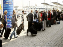 Passengers at a British airport