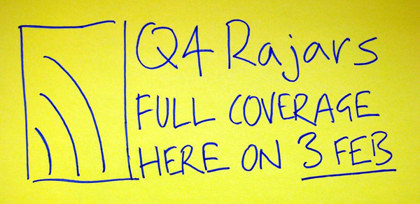 Yellow hand-drawn sign about Q4 Rajars coverage