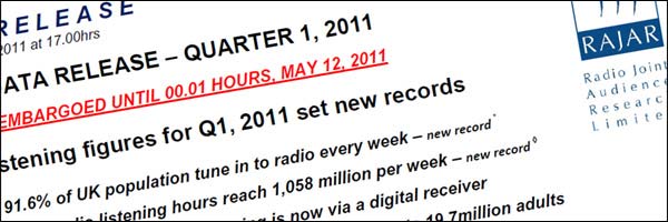 Screenshot from RAJAR press release