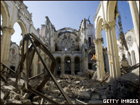 destroyed church in Haiti
