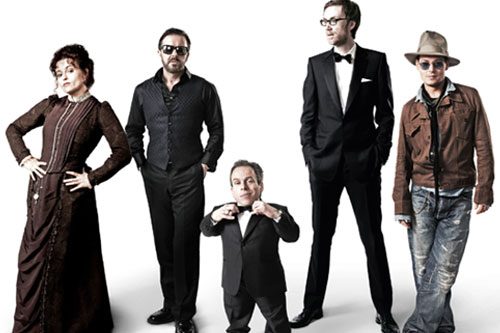 Helena Bonham Carter, Ricky Gervais, Warwick Davis, Stephen Merchant and Johnny Depp