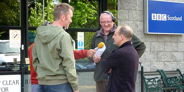 Bill and his friend Mike being interviewed by the out of doors team in May