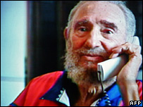 Fidel Castro on the phone