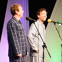 The Pajama Men cracking some funnies on The Festival Café.