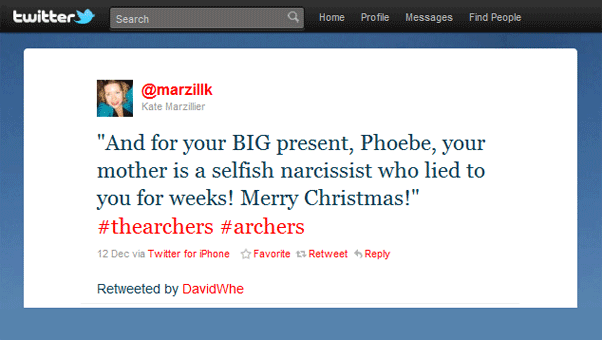 And for your BIG present, Phoebe, your mother is a selfish narcissist who lied to you for weeks! Merry Christmas!