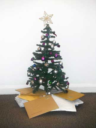 Scripts under the BBC writersroom Christmas tree.