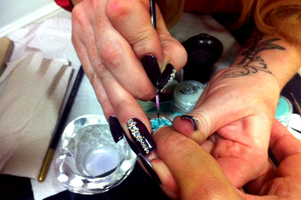 Kit Hesketh-Harvey and nail artist Kirsty Meakin