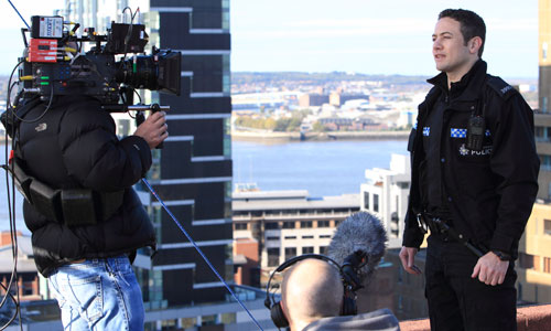 Warren Brown as John Paul Rocksavage on set