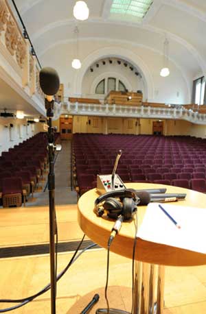 Photo of Radio 3 presenter's table at Cadogan Hall
