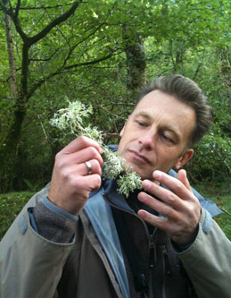 Chris Packham holding lichen