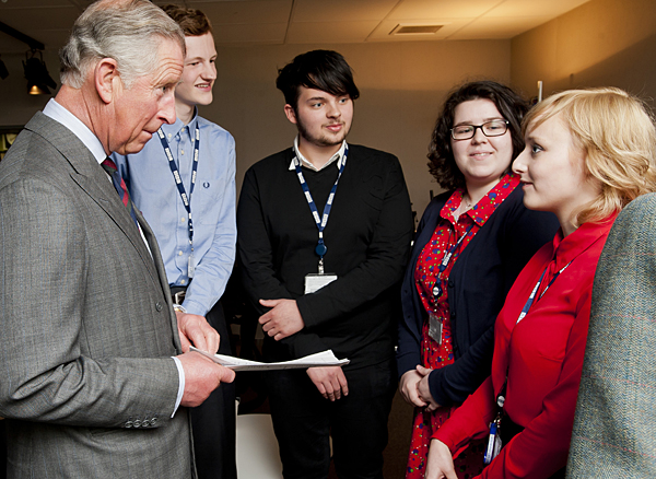 David Matchett (second left) with some of the other apprentices meeting HRH Prince Charles.