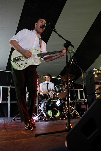 The Bonnevilles performing live on the Gem Saloon stage at Pigstock Festival 2011, Killinchy, Co. Down, Northern Ireland