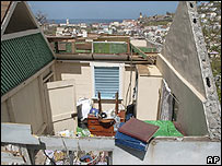 Hurrican Ivan blew off the roof of this house in Grenada