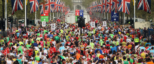 The finish of the London marathon
