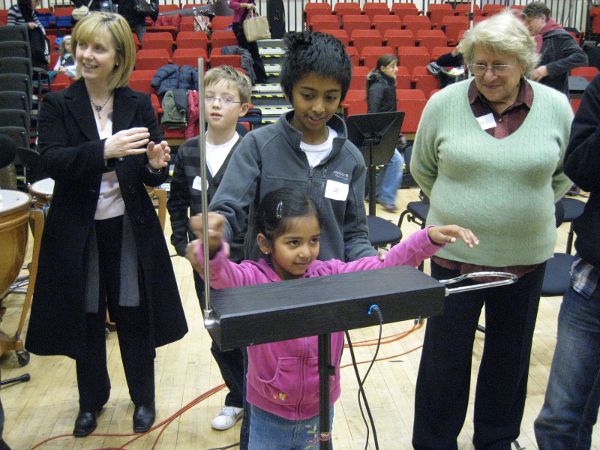 Picture of children playing the theremin