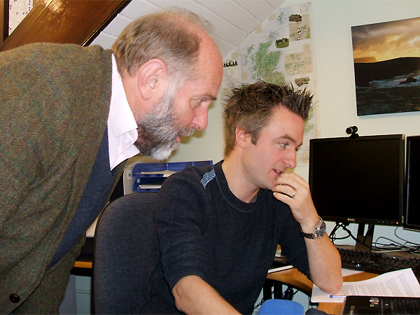Alistair Moffat and Jim Wilson at work in Jim's office