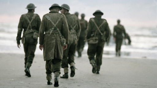 image shows group of soldiers on a beach: Taken from BBC 2 programme of 2004 - Dunkirk